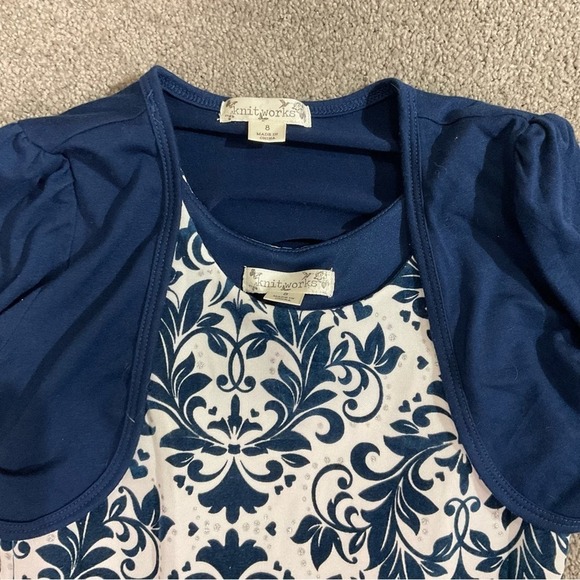 Knit Works Girls Flocked Skater Dress and Shrug Set - Picture 2 of 7